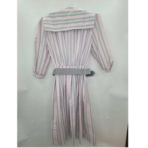 PRAGO Fashion Inc Striped Sailor Collar Belted Short Sleeve Fit n Flare Dress - Picture 3 of 13